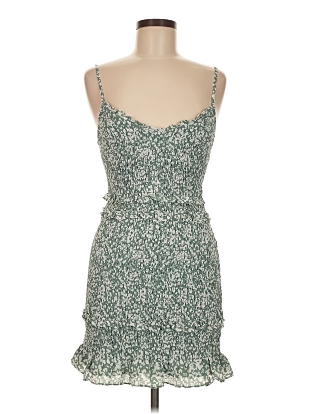 Abercrombie & Fitch Smocked Mini Dress Green Floral Size XS Cocktail Summer